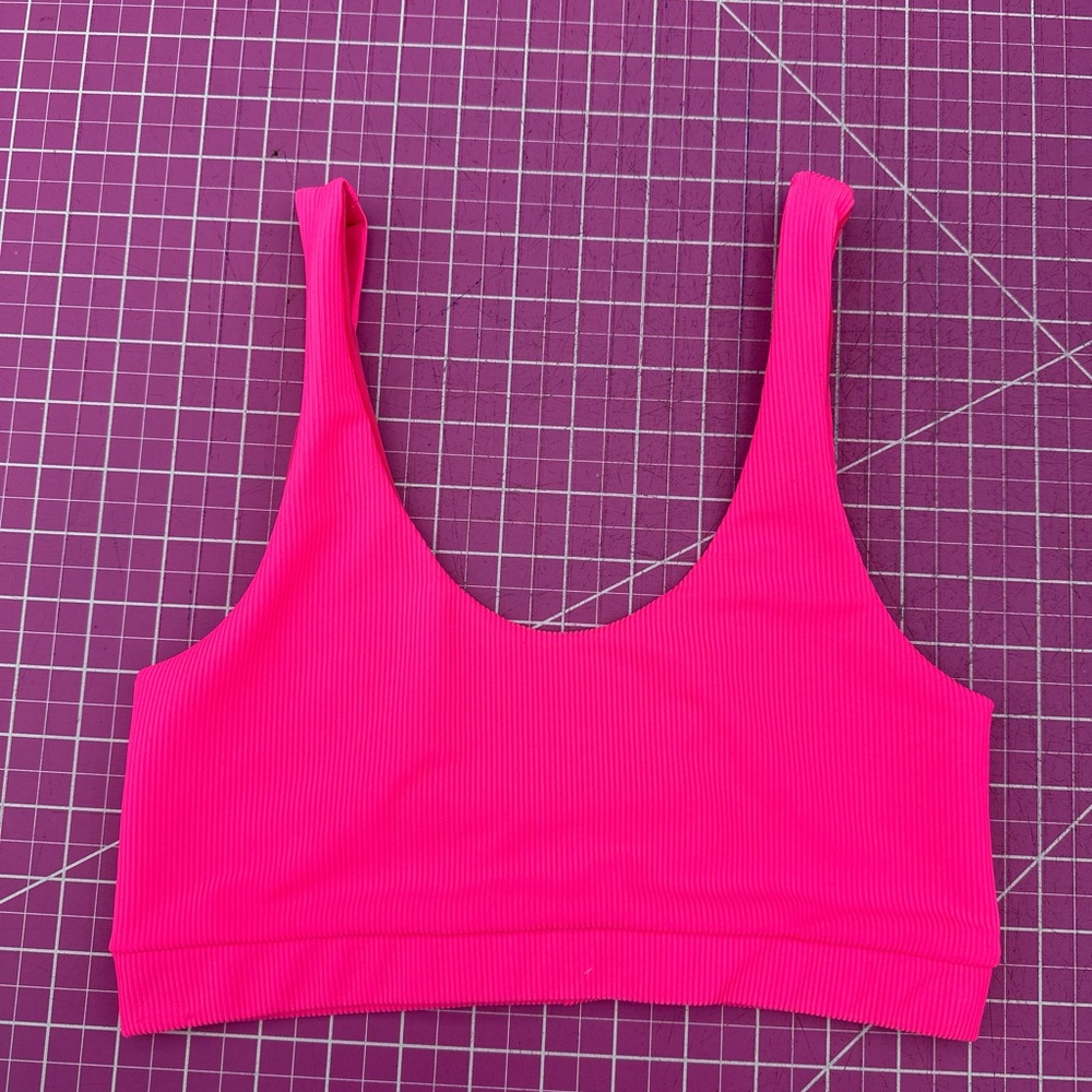 DemonBikini Handmade Swim Hot Pink Ribbed Sport Bra Style Bikini Top Small Beach